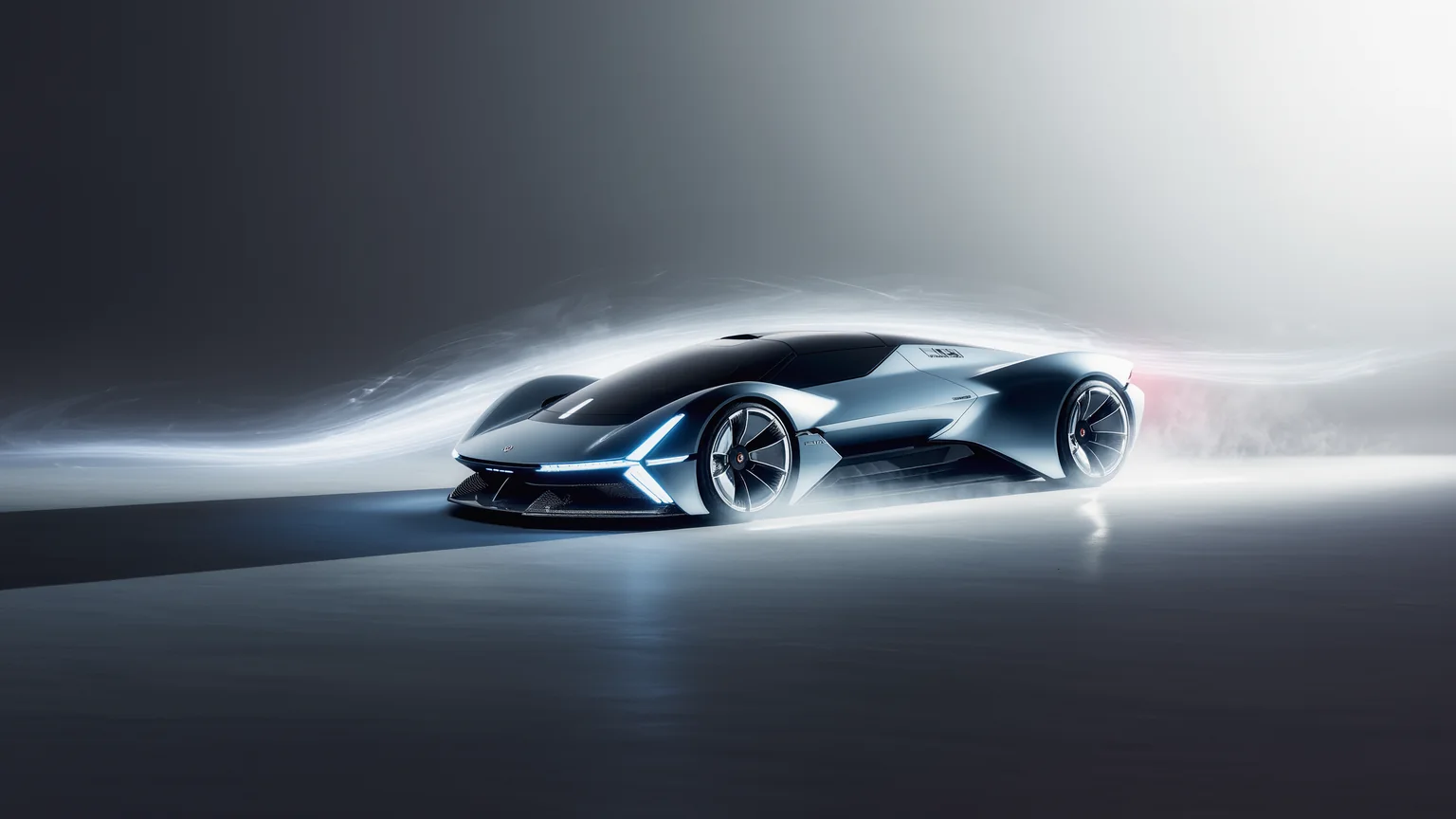 Futuristischer elektrischer Hypercar in dynamischer Präsentation