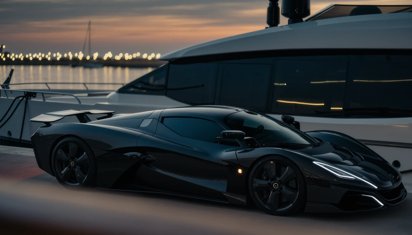 Luxury cars by the waterfront.